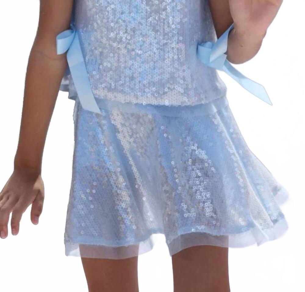 NEW LOLA + THE BOYS girl's sequin bow set in baby blue